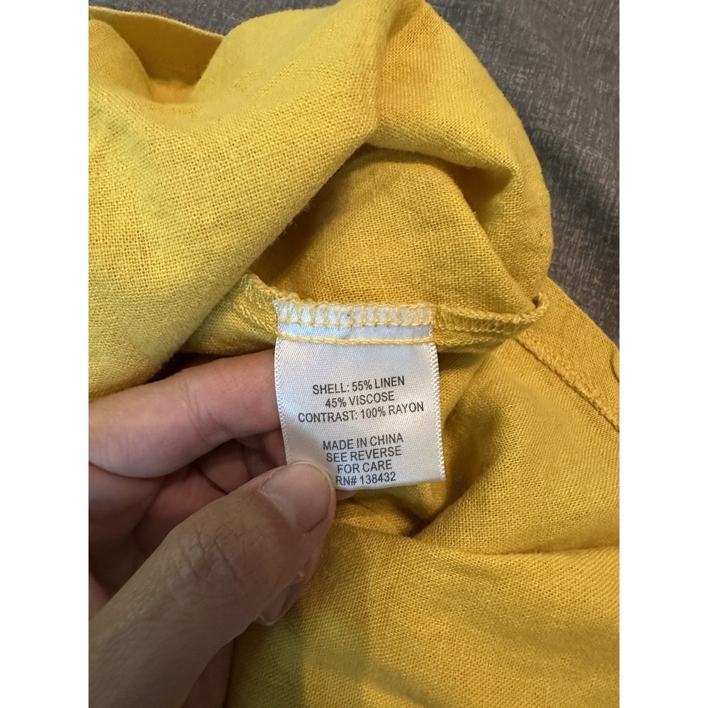 Modcloth Linen Blend Retro Womens Mustard Yellow Skirt 8 Midi Twee Pin Up Artsy - Picture 6 of 6